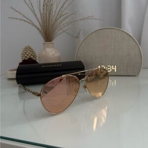 Burberry Rose Gold Aviator Sunglasses